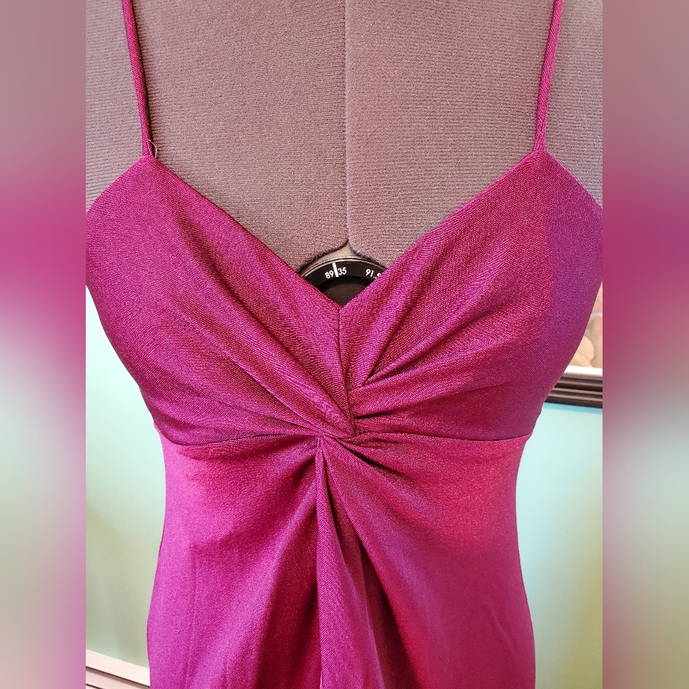 Vintage 70s Union Made Wine Color Evening Gown - Picture 3 of 11